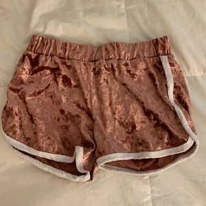 Pink velvet shorts
